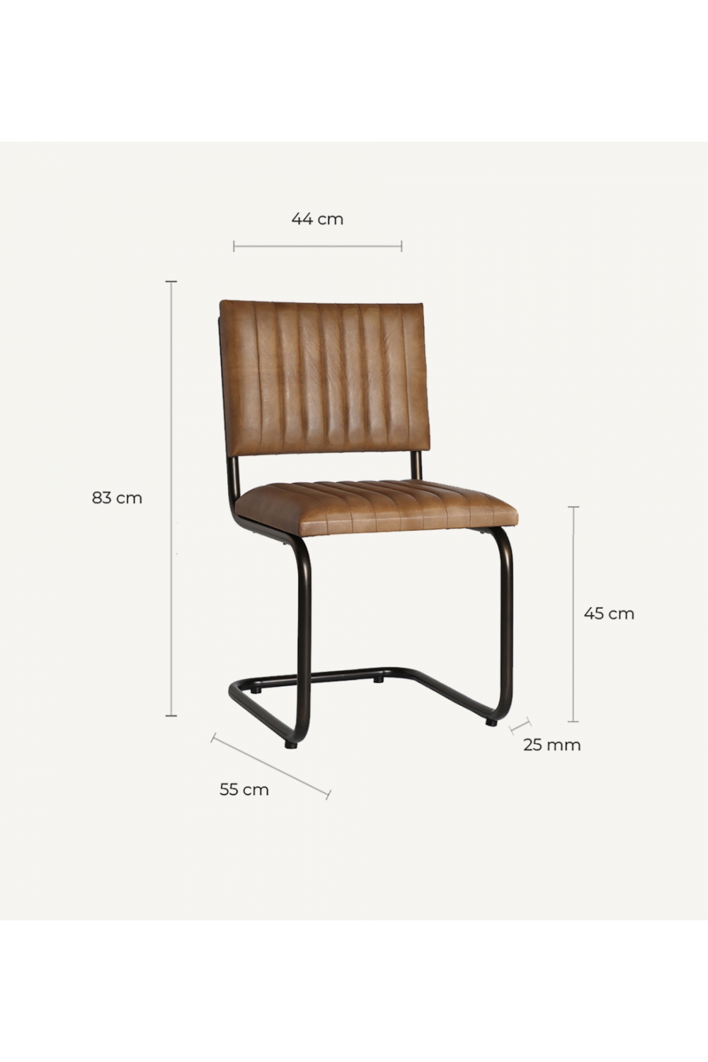   Brown Leather Cantilevered Dining Chair | Oroa.com