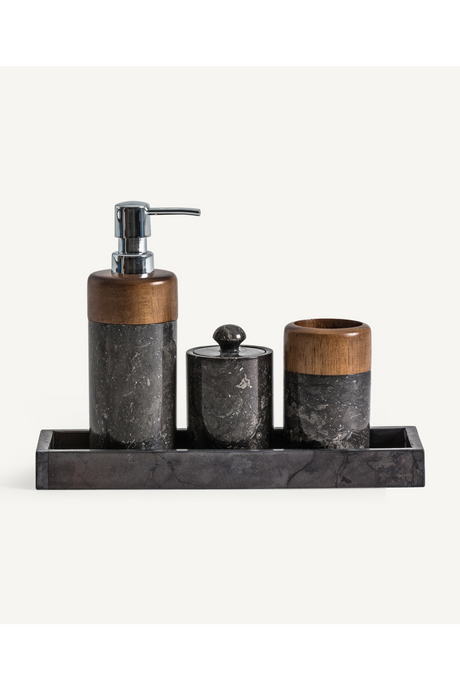  Onyx And Wood Toiletry Set (4) | Oroa.com