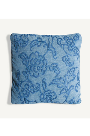   Embroidered Blue Cotton Cushion | Oroa.com