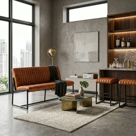   Brown Leather Bar Sofa | Oroa.com