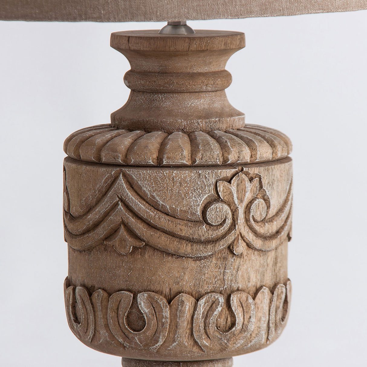   Carved Mango Wood Table Lamp | Oroa.com