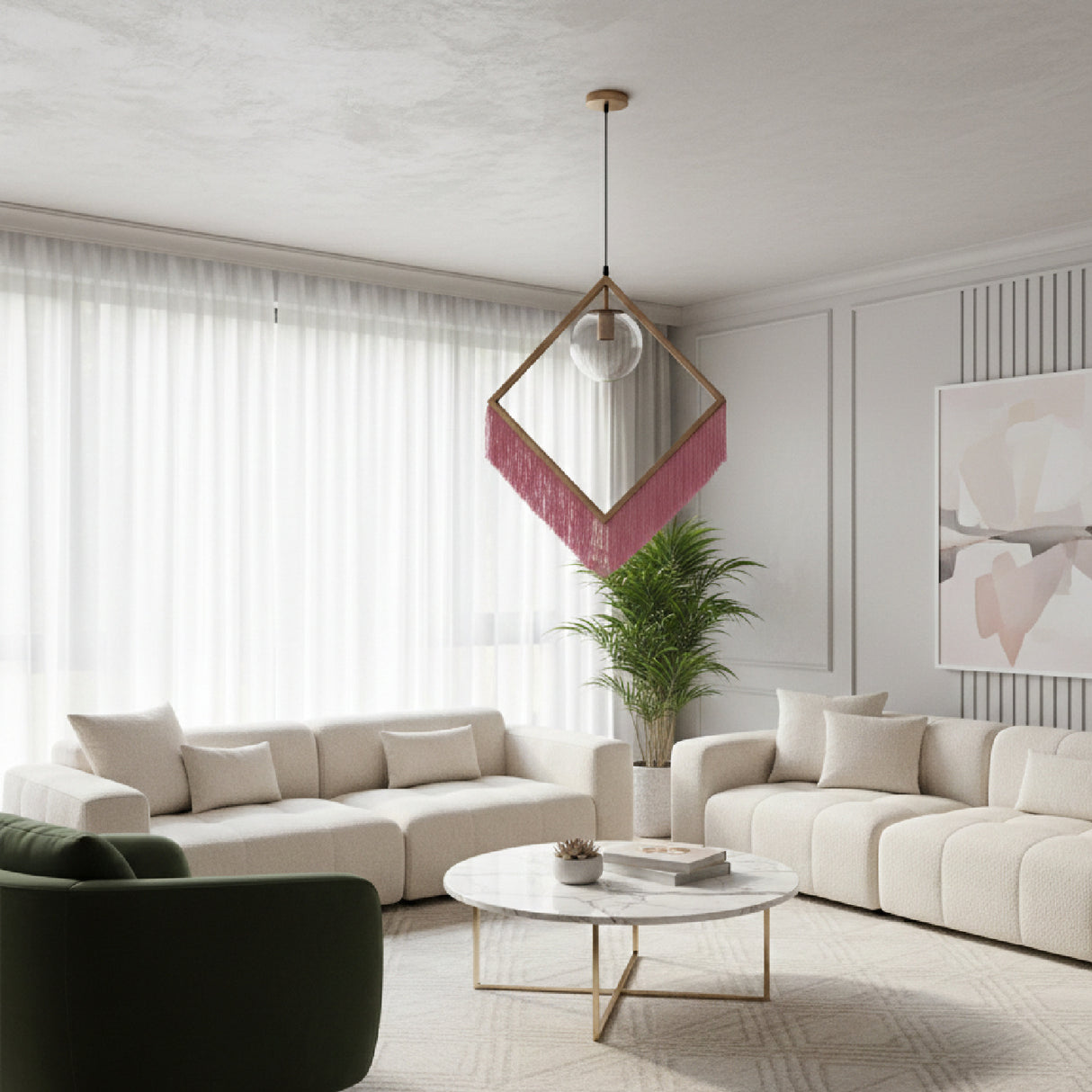   Pink Fringed Pendant Lamp | Oroa.com
