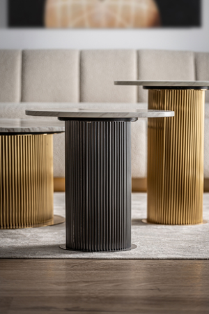   Black Fluted Pedestal Side Table | Oroa.com