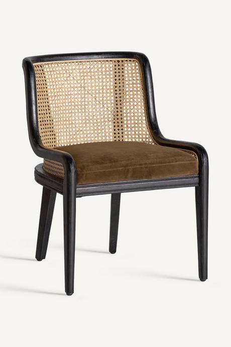   Velvet Seat Rattan Dining Chair | Oroa.com