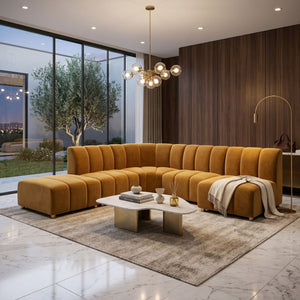  Brown Velvet Central Modular Sofa | Oroa.com