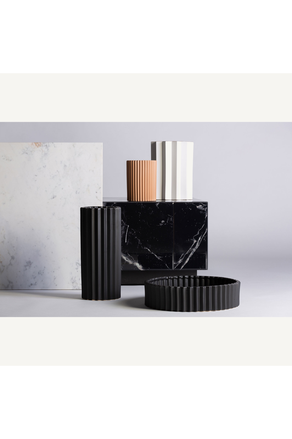   White Stone Fluted Vase | Oroa.com