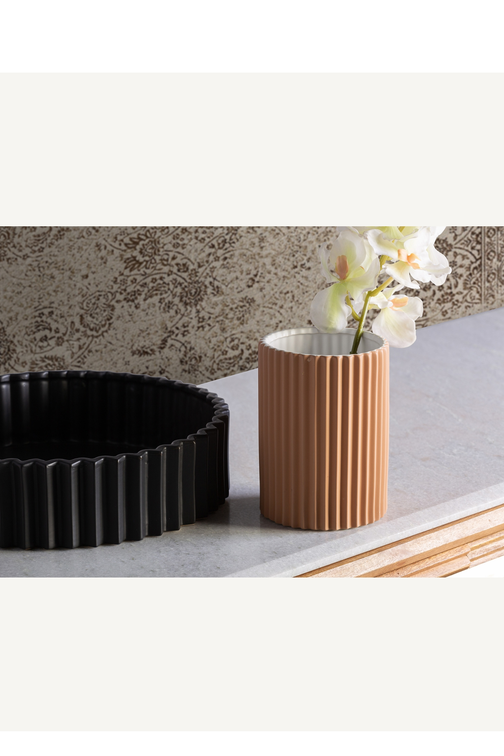   White Stone Fluted Vase | Oroa.com