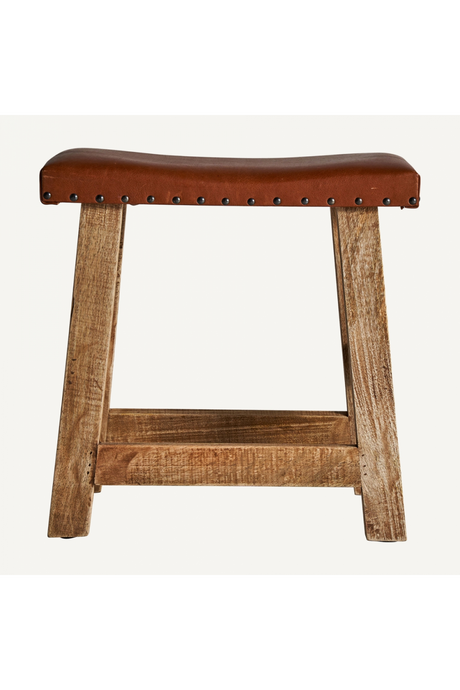   Brown Leather Seat Stool | Oroa.com
