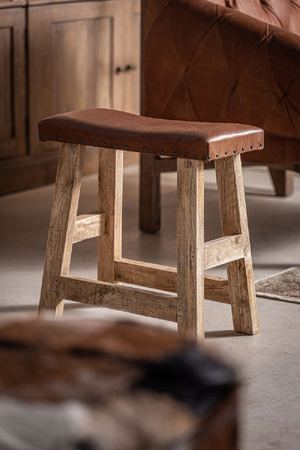   Brown Leather Seat Stool | Oroa.com