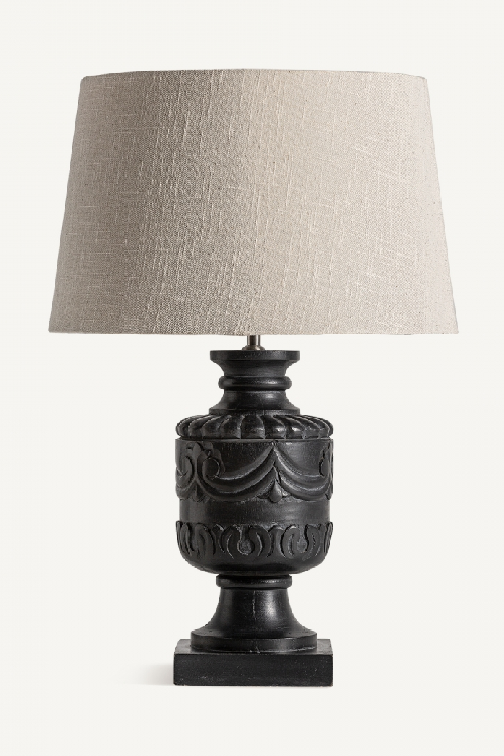   Carved Black Wood Table Lamp | Oroa.com