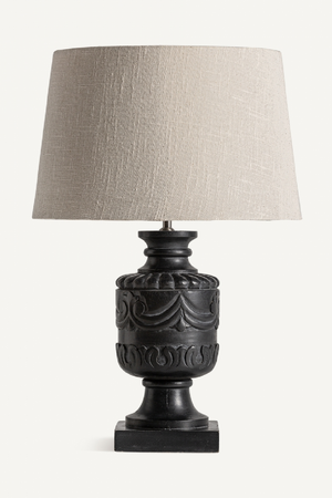   Carved Black Wood Table Lamp | Oroa.com
