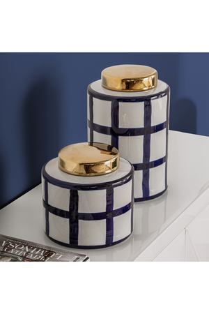  Blue Lined Ceramic Vase S | Oroa.com