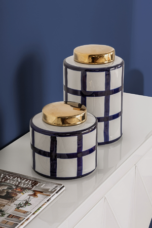   Blue Lined Ceramic Vase S | Oroa.com