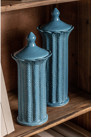   Blue Ceramic Leaves Vase L | Oroa.com