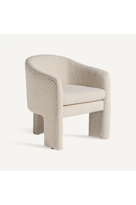   White Bouclé 3-Legged Armchair | Oroa.com