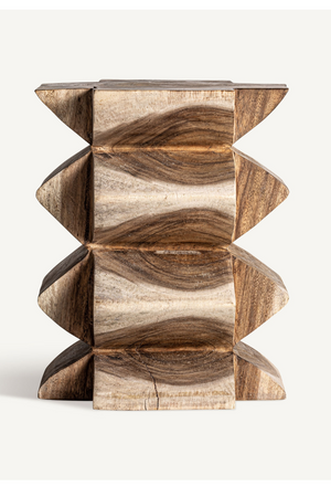   Carved Suar Wood Side Table | Oroa.com