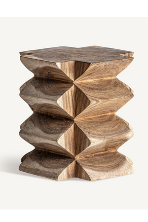   Carved Suar Wood Side Table | Oroa.com
