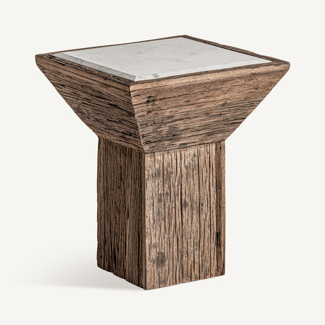 Modern European furniture - Rustic Pine Marble Side Table - www.oroa.com