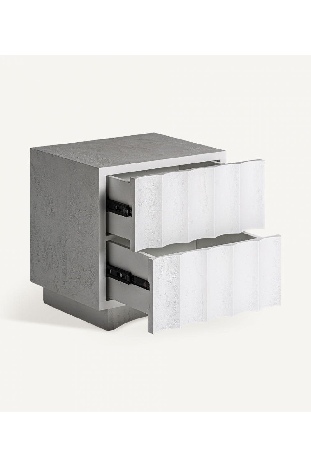   White Fluted 2-Drawer Nightstand | Oroa.com