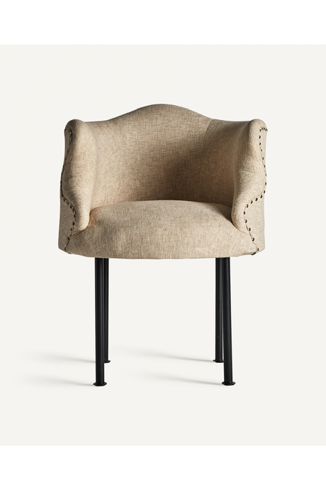   Studded Jute Beige Armchair | Oroa.com