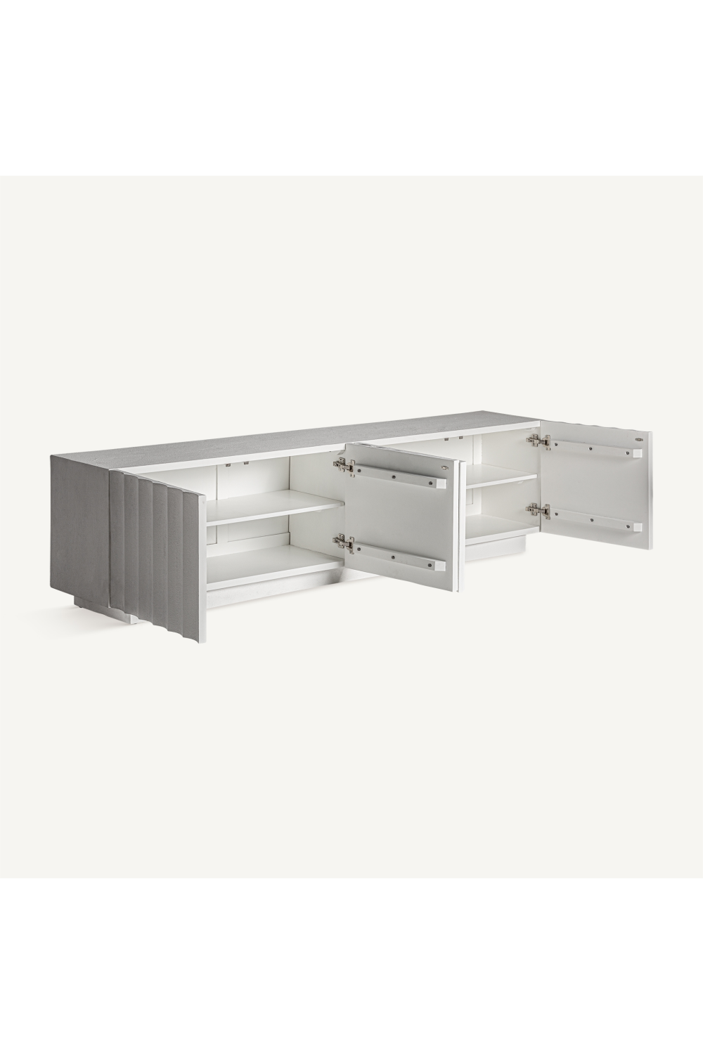   White Fluted 4-Door Media Unit | Oroa.com