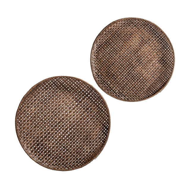 Modern furniture - Brown Bamboo Decorative Plates (2) - www.oroa.com