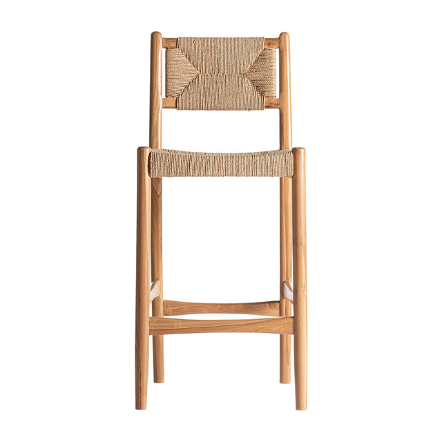 Modern European furniture - Teak Framed Hemp Bar Stool - www.oroa.com