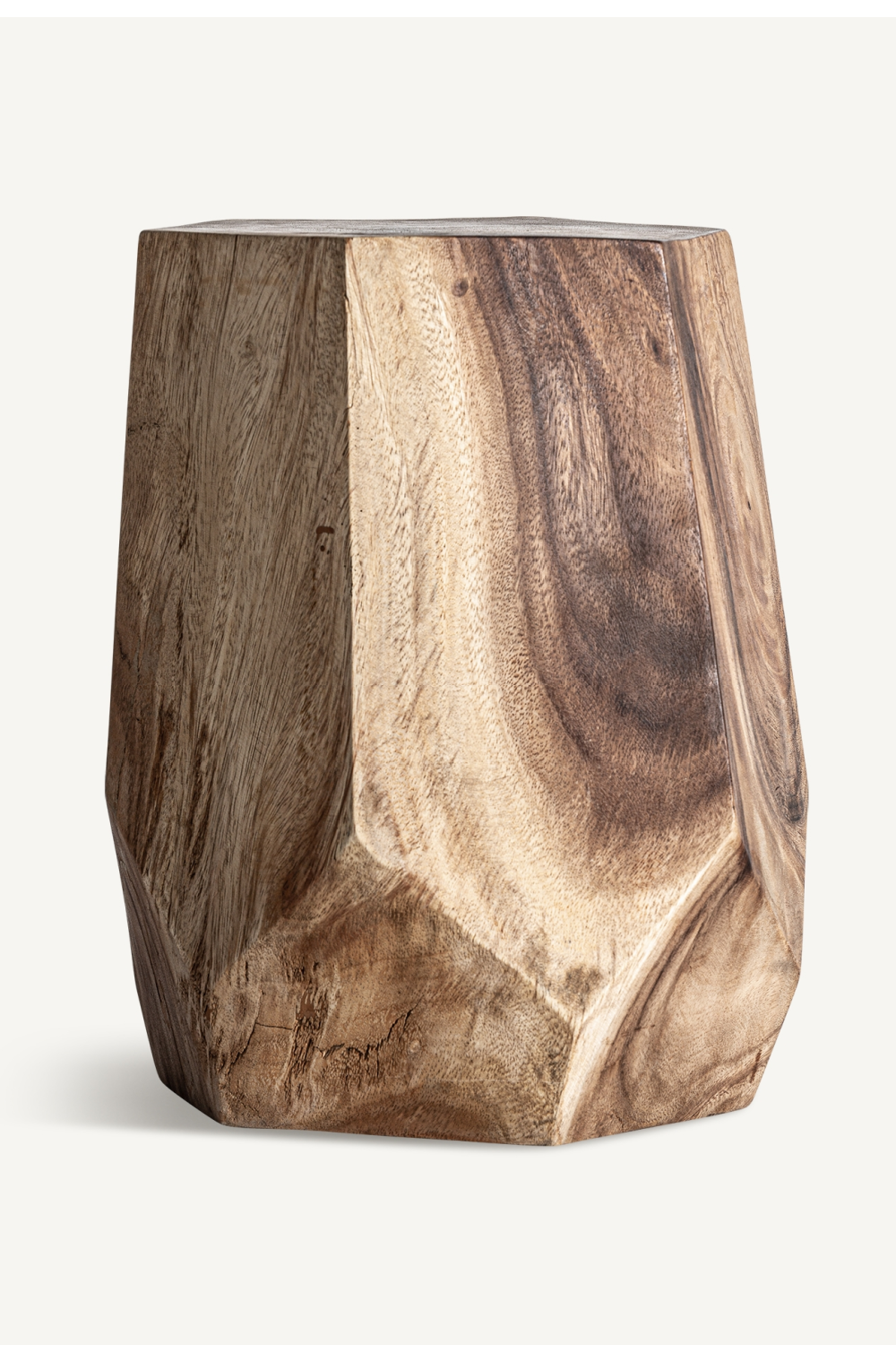   Faceted Suar Wood Side Table | Oroa.com