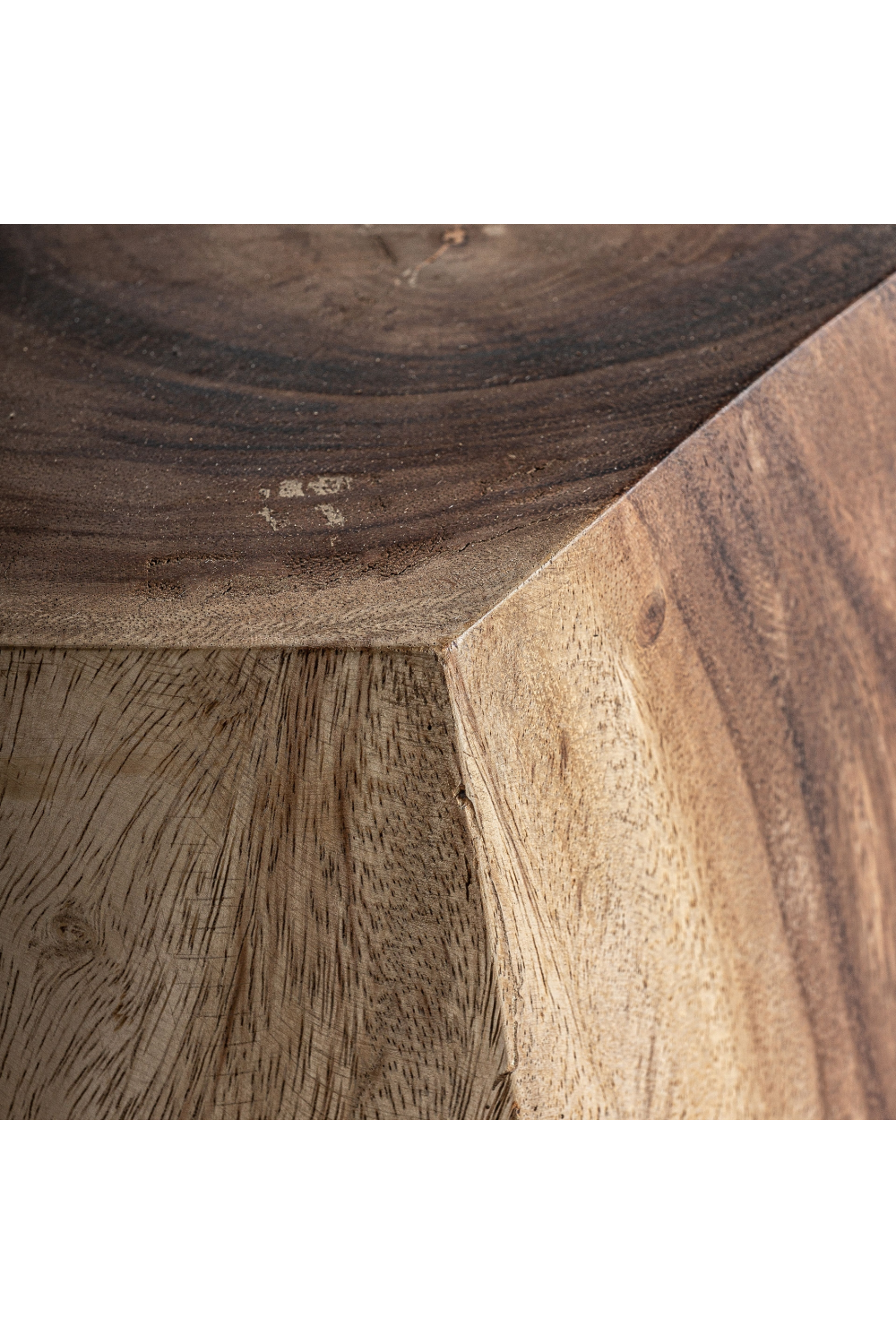   Faceted Suar Wood Side Table | Oroa.com