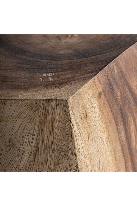   Faceted Suar Wood Side Table | Oroa.com