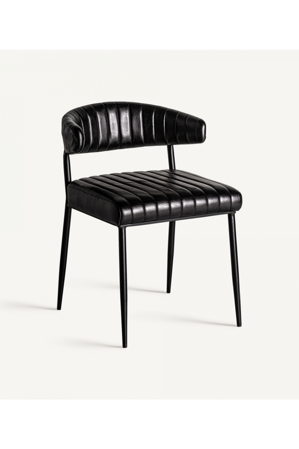   Black Leather Dining Chair (2) | Oroa.com