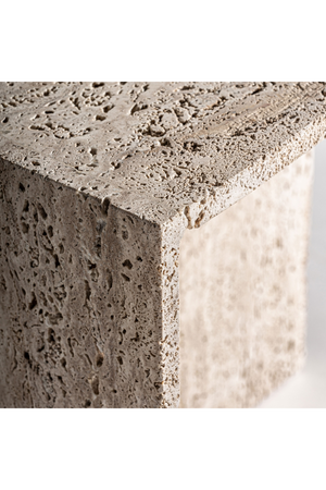   Beige Travertine Side Table | Oroa.com
