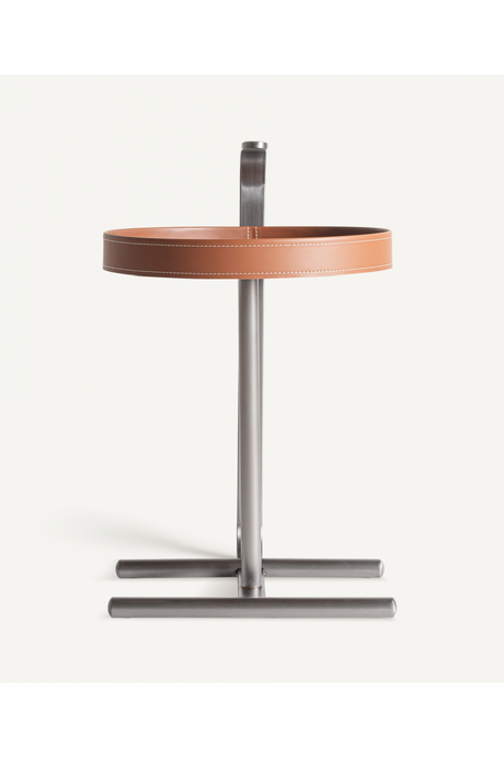   Brown Leather Side Table | Oroa.com