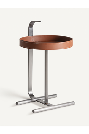  Brown Leather Side Table | Oroa.com