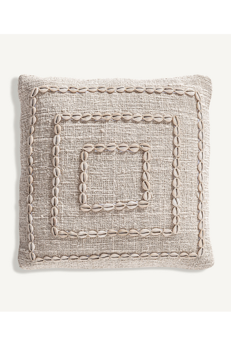   Seashell Studded Cotton Cushion | Oroa.com