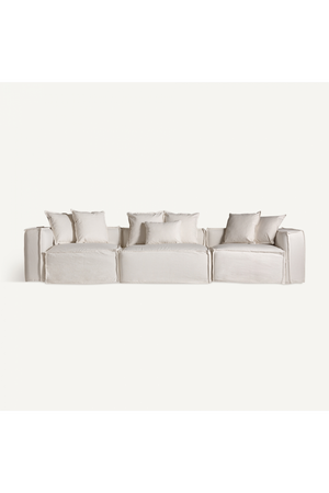  White Cotton Flanged Central Sofa | Oroa.com