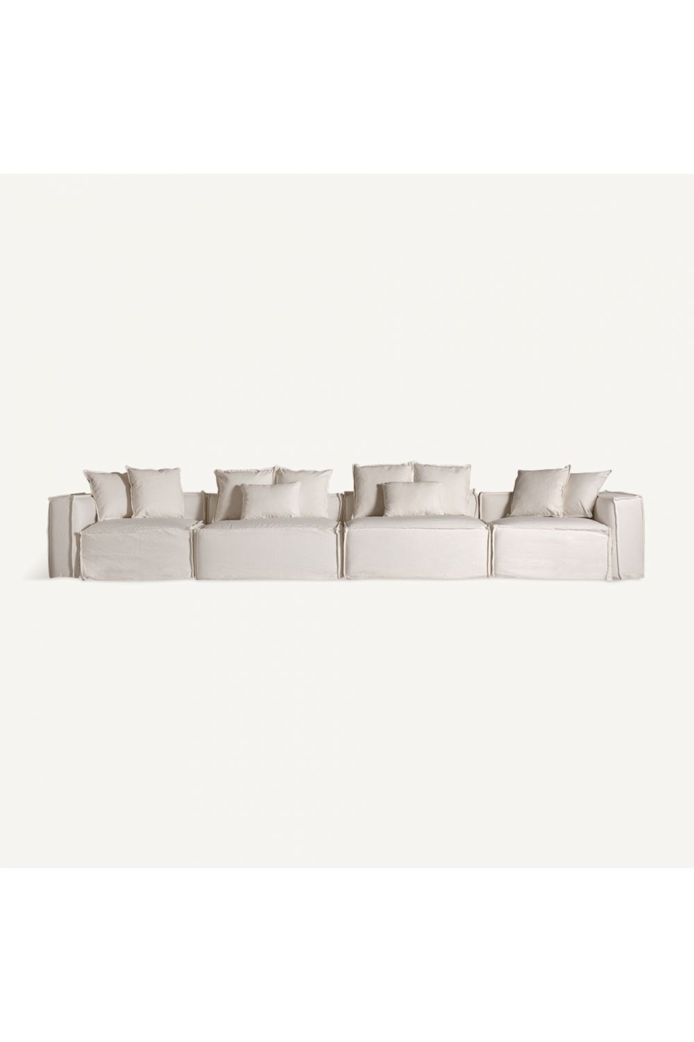   White Cotton Flanged Central Sofa | Oroa.com