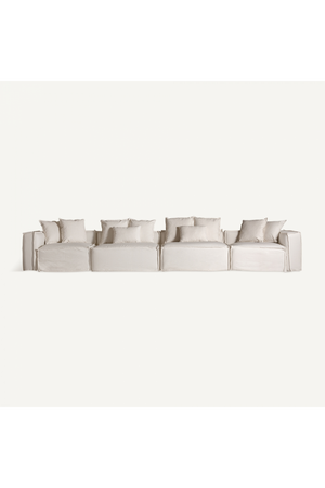   White Cotton Flanged Central Sofa | Oroa.com