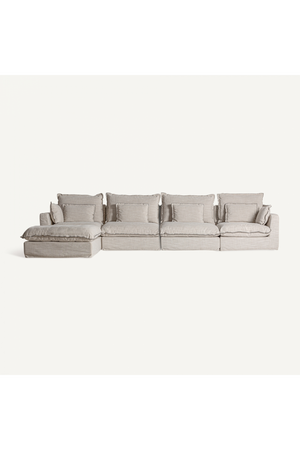   Off White Flanged Ottoman | Oroa.com