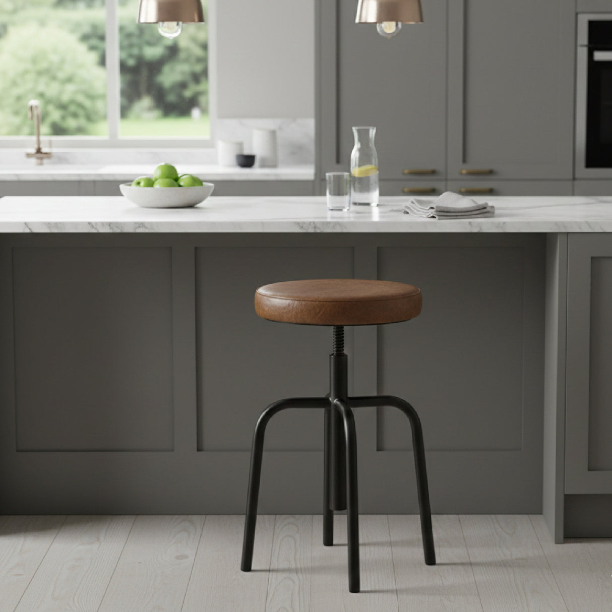   Brown Leather Seat Counter Stool | Oroa.com