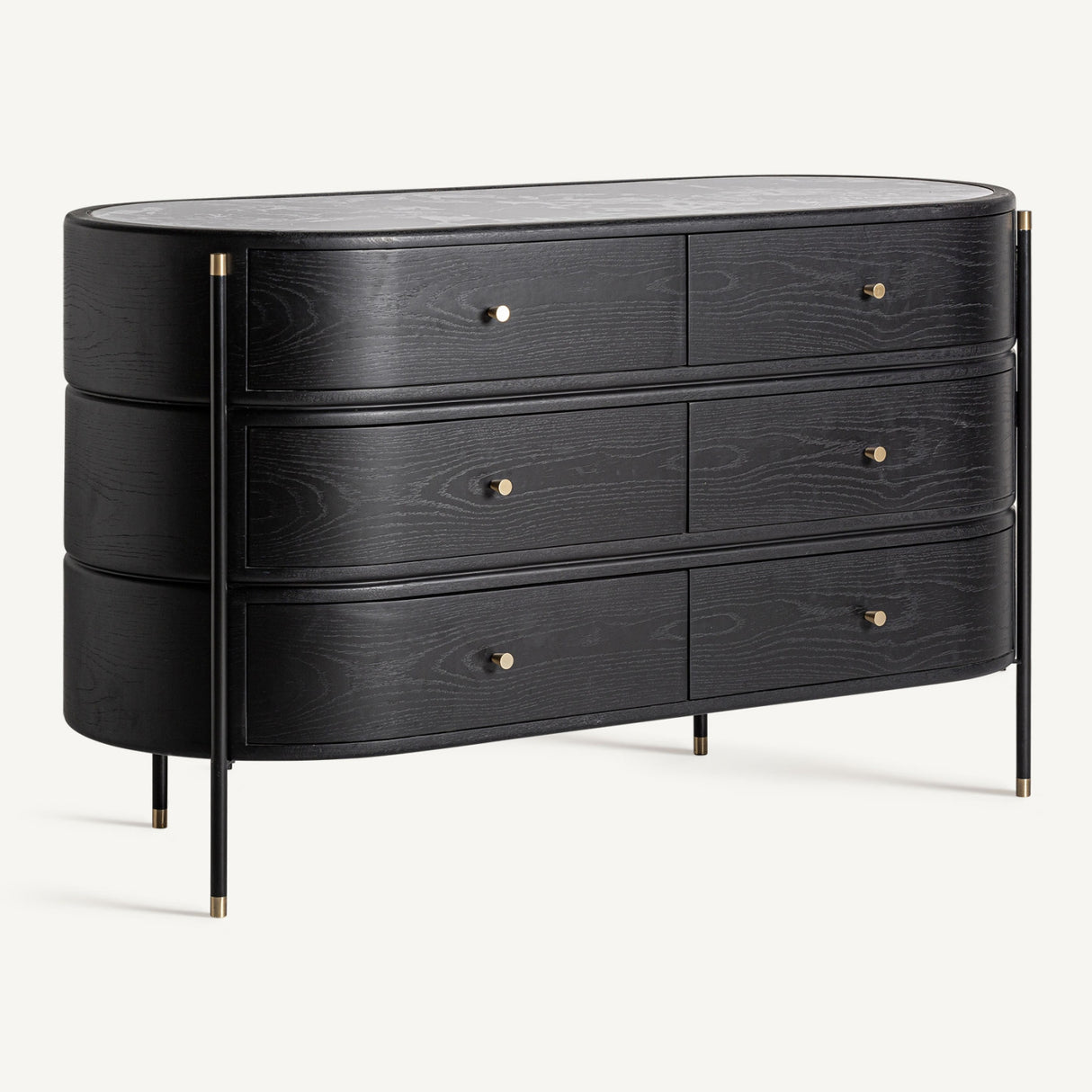   Black 6-Drawer Chest | Oroa.com