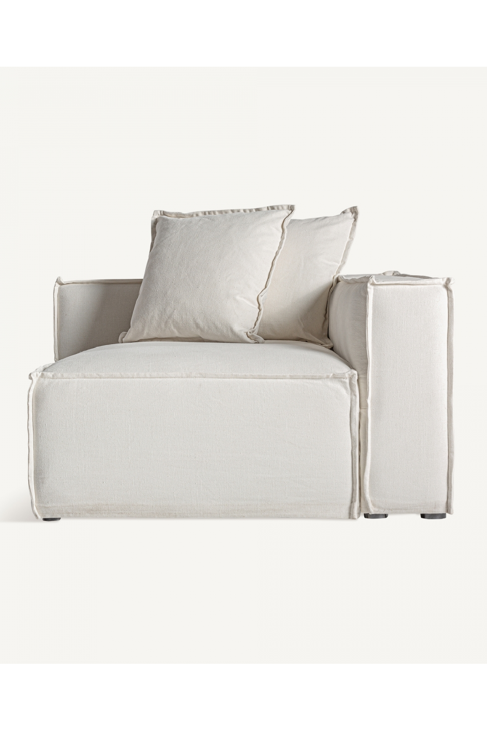   White Linen Right Corner Sofa | Oroa.com