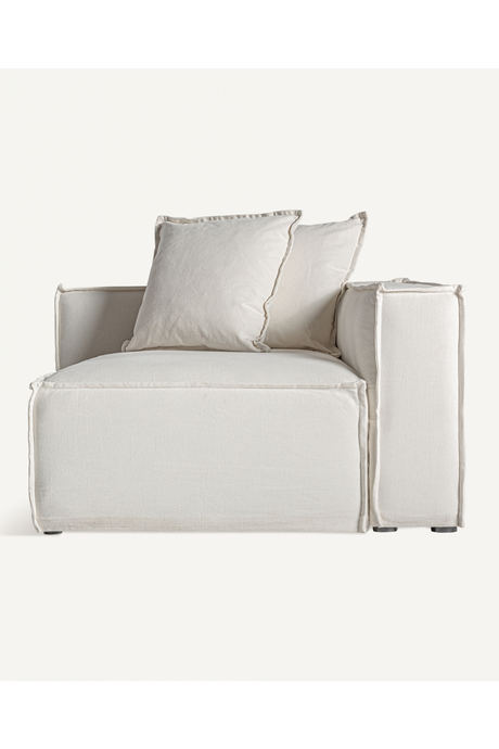   White Linen Right Corner Sofa | Oroa.com