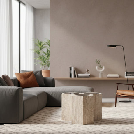   Triple Hexagon Travertine Side Table | Oroa.com