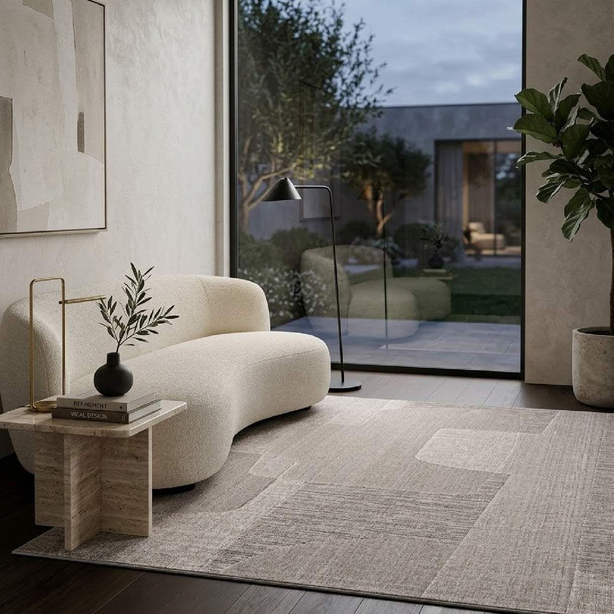   Neutral-Toned Relief Carpet 9.5' x 6.5' | Oroa.com