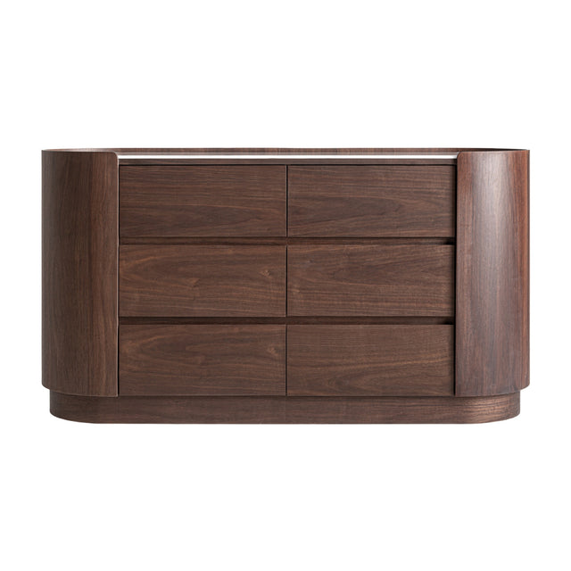 Modern European furniture - Brown Oak Veneer 6-Drawer Chest - www.oroa.com