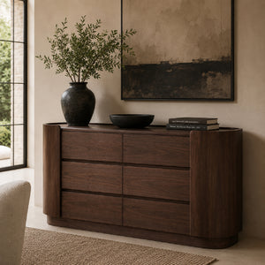   Modern European furniture - Brown Oak Veneer 6-Drawer Chest - www.oroa.com | Oroa.com