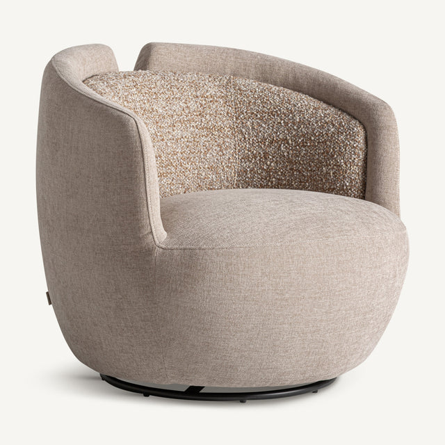 Modern European furniture - Beige Chenille Swivel Chair - www.oroa.com