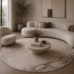   Brown-Toned Round Viscose Carpet | Oroa.com