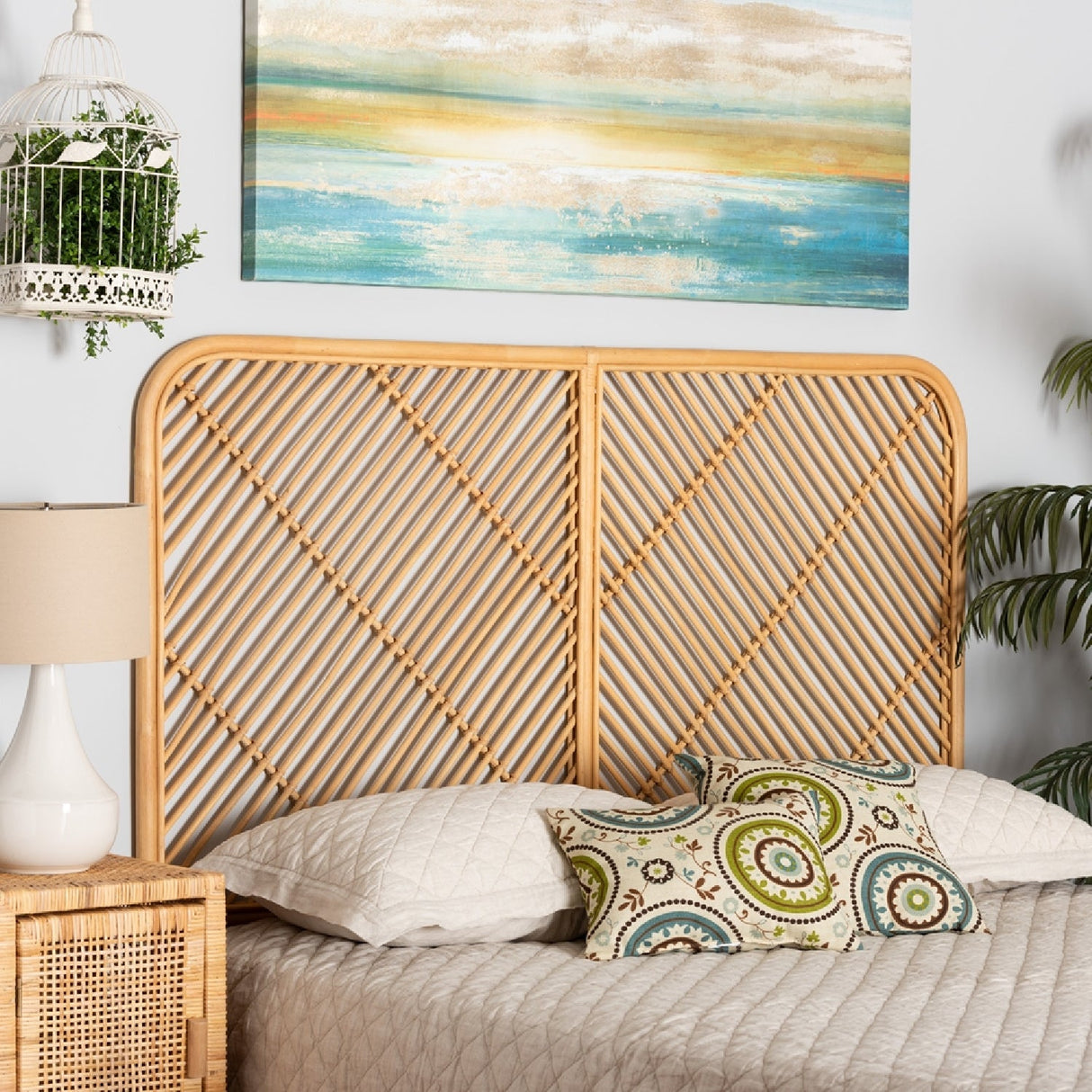   Modern European furniture - Natural Rattan Queen Size Headboard - www.oroa.com | Oroa.com